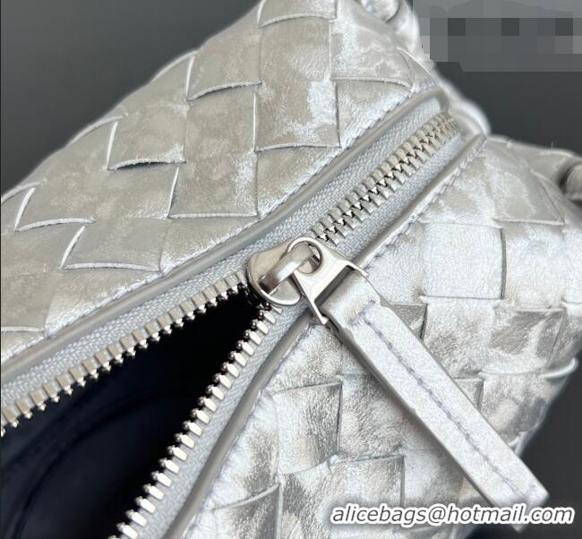 Best Price Bottega Veneta Small Loop Cross-Body Bag in Intrecciato Lamina Satin Leather 796615 Silver 2026