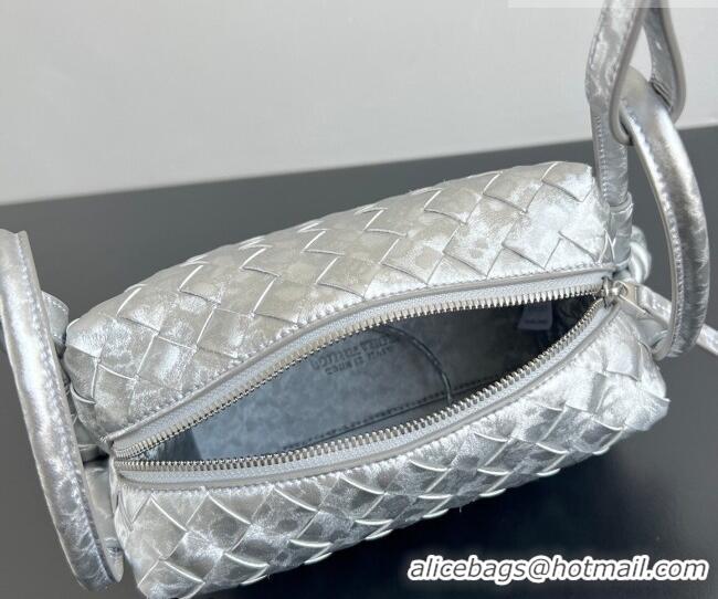 Best Price Bottega Veneta Small Loop Cross-Body Bag in Intrecciato Lamina Satin Leather 796615 Silver 2026
