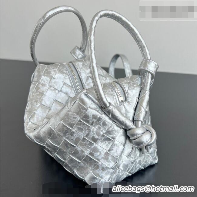 Best Price Bottega Veneta Small Loop Cross-Body Bag in Intrecciato Lamina Satin Leather 796615 Silver 2026