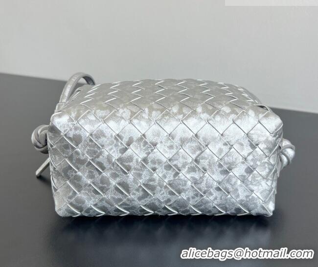 Best Price Bottega Veneta Small Loop Cross-Body Bag in Intrecciato Lamina Satin Leather 796615 Silver 2026