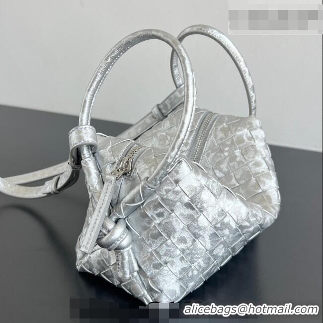 Best Price Bottega Veneta Small Loop Cross-Body Bag in Intrecciato Lamina Satin Leather 796615 Silver 2026