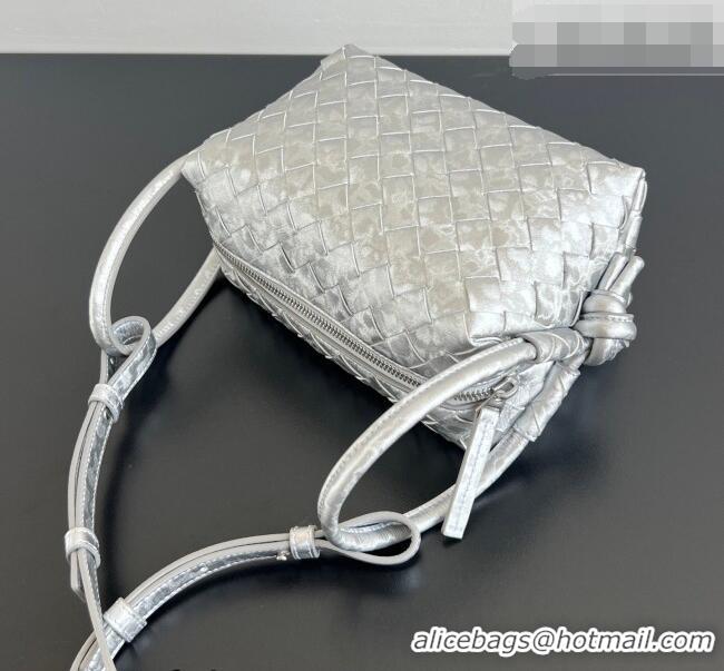 Best Price Bottega Veneta Small Loop Cross-Body Bag in Intrecciato Lamina Satin Leather 796615 Silver 2026