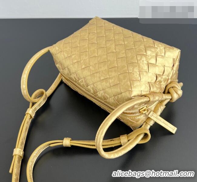 Discount Bottega Veneta Small Loop Cross-Body Bag in Intrecciato Lamina Satin Leather 796615 Gold 2026