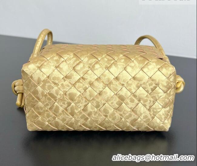 Discount Bottega Veneta Small Loop Cross-Body Bag in Intrecciato Lamina Satin Leather 796615 Gold 2026