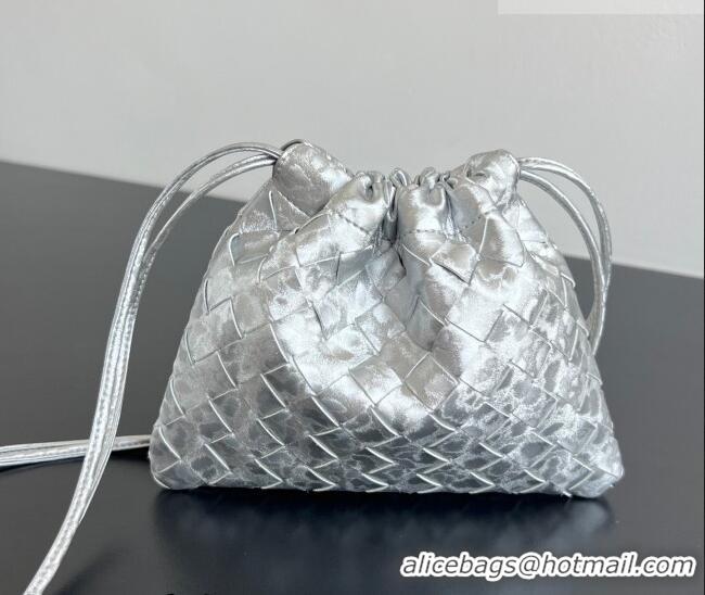 Well Crafted Bottega Veneta Small Dustbag in Intrecciato Lamina Satin Leather 816987 Silver 2026