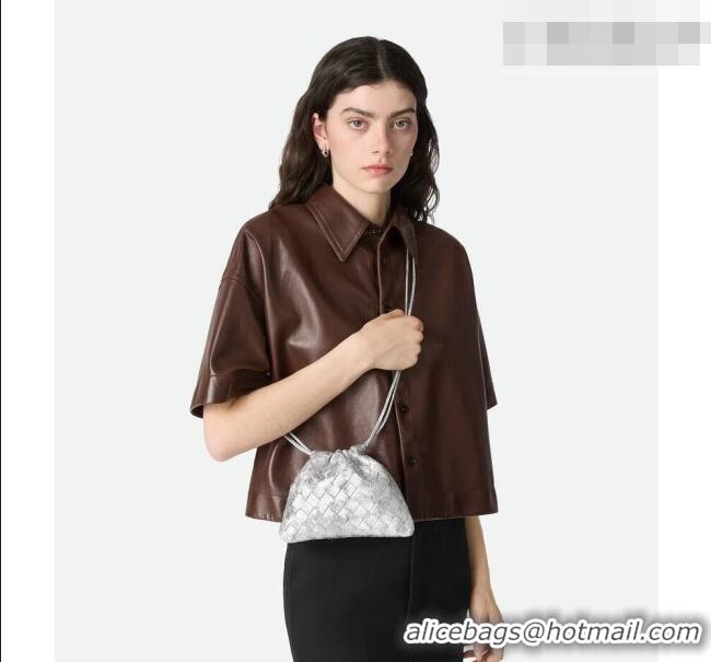 Well Crafted Bottega Veneta Small Dustbag in Intrecciato Lamina Satin Leather 816987 Silver 2026