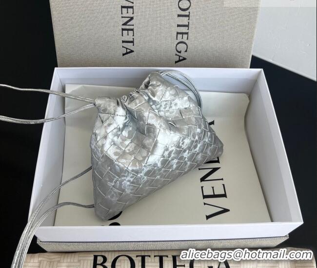 Well Crafted Bottega Veneta Small Dustbag in Intrecciato Lamina Satin Leather 816987 Silver 2026