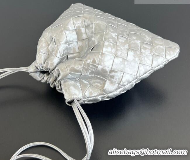 Well Crafted Bottega Veneta Small Dustbag in Intrecciato Lamina Satin Leather 816987 Silver 2026