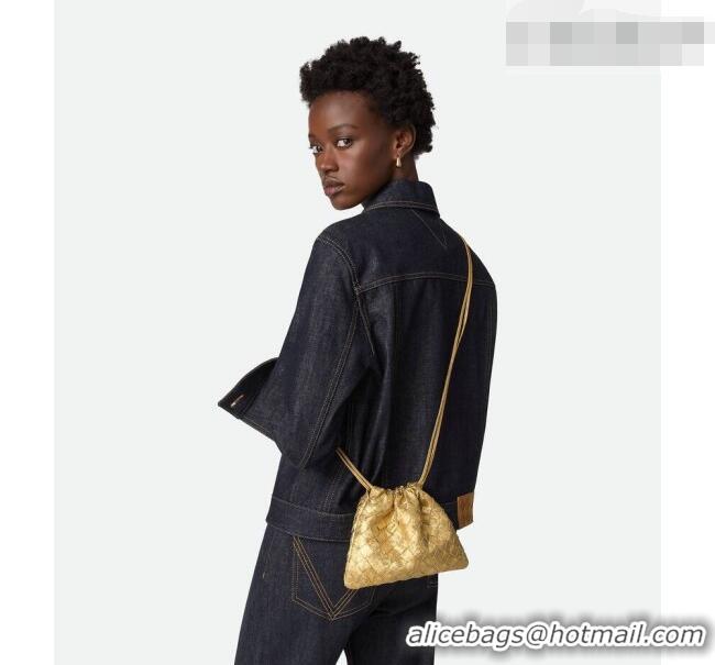 Buy Discount Bottega Veneta Small Dustbag in Intrecciato Lamina Satin Leather 816987 Gold 2026