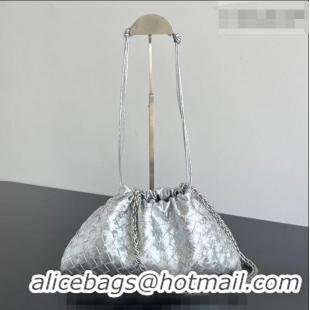 Cheapest Bottega Veneta Dustbag Notte Bag in Intrecciato Lamina Satin Leather 839394 Silver 2026