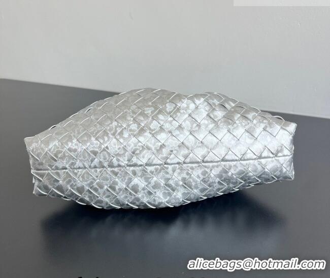 Cheapest Bottega Veneta Dustbag Notte Bag in Intrecciato Lamina Satin Leather 839394 Silver 2026
