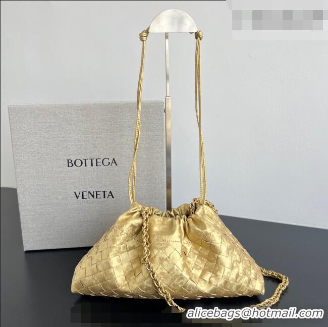 Best Quality Bottega Veneta Dustbag Notte Bag in Intrecciato Lamina Satin Leather 839394 Gold 2026