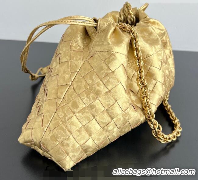 Best Quality Bottega Veneta Dustbag Notte Bag in Intrecciato Lamina Satin Leather 839394 Gold 2026