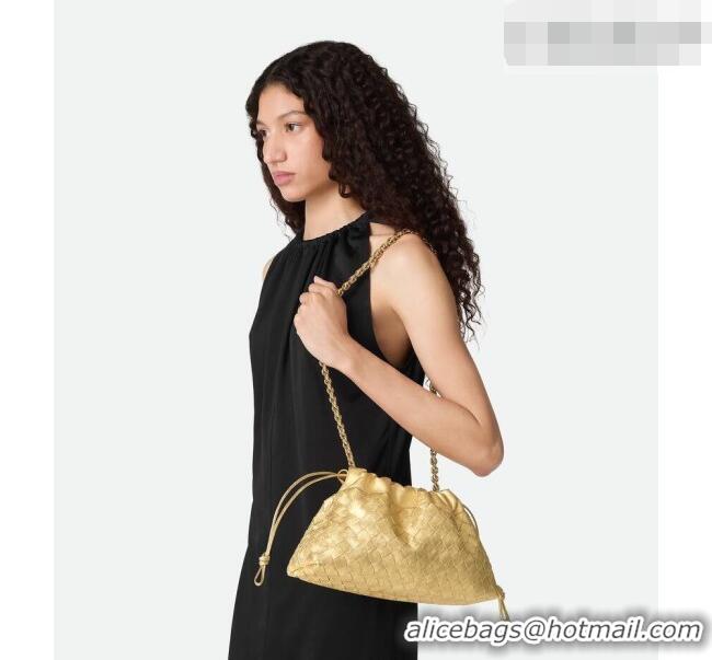 Best Quality Bottega Veneta Dustbag Notte Bag in Intrecciato Lamina Satin Leather 839394 Gold 2026