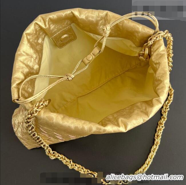 Best Quality Bottega Veneta Dustbag Notte Bag in Intrecciato Lamina Satin Leather 839394 Gold 2026