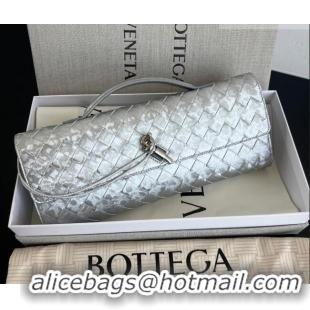 Market Sells Bottega Veneta Long Clutch Bag Andiamo in Intrecciato Lamina Satin Leather 741511 Silver 2026