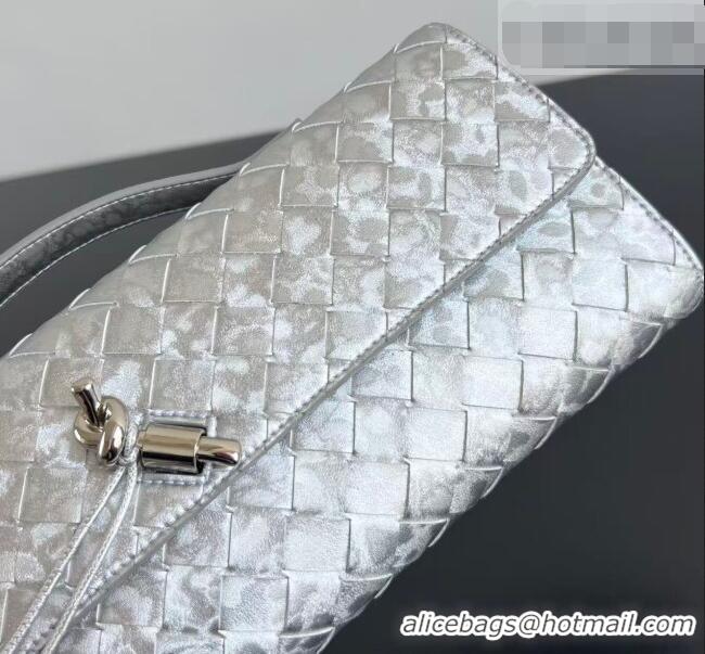 Market Sells Bottega Veneta Long Clutch Bag Andiamo in Intrecciato Lamina Satin Leather 741511 Silver 2026