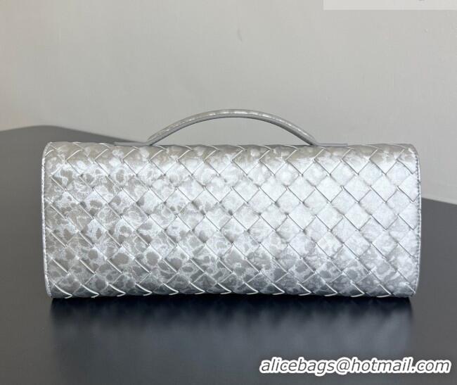 Market Sells Bottega Veneta Long Clutch Bag Andiamo in Intrecciato Lamina Satin Leather 741511 Silver 2026