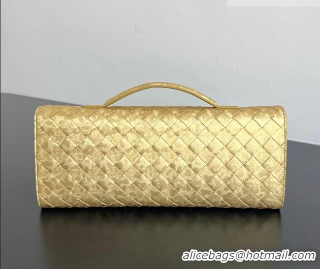 Top Design Bottega Veneta Long Clutch Bag Andiamo in Intrecciato Lamina Satin Leather 741511 Gold 2026