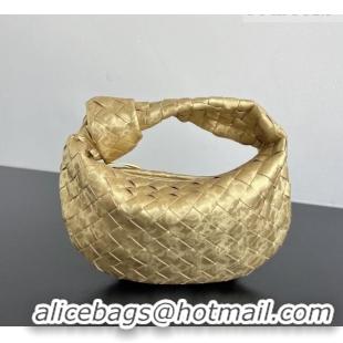 Top Grade Bottega Veneta Mini Jodie Hobo Bag in Intrecciato Lamina Satin Leather 651876 Gold 2026