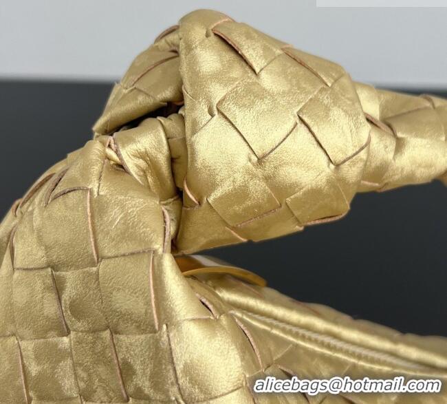 Top Grade Bottega Veneta Mini Jodie Hobo Bag in Intrecciato Lamina Satin Leather 651876 Gold 2026