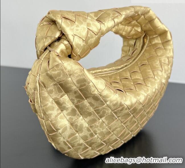 Top Grade Bottega Veneta Mini Jodie Hobo Bag in Intrecciato Lamina Satin Leather 651876 Gold 2026