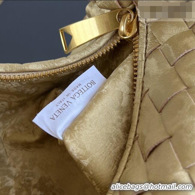 Top Grade Bottega Veneta Mini Jodie Hobo Bag in Intrecciato Lamina Satin Leather 651876 Gold 2026