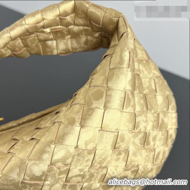Top Grade Bottega Veneta Mini Jodie Hobo Bag in Intrecciato Lamina Satin Leather 651876 Gold 2026