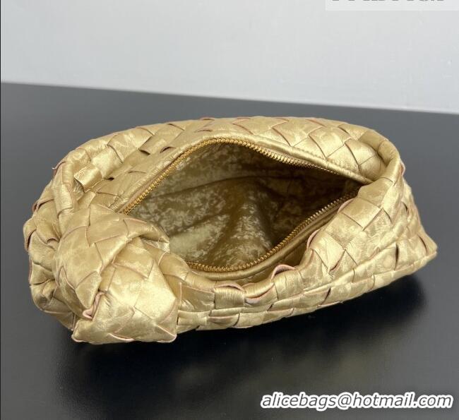Top Grade Bottega Veneta Mini Jodie Hobo Bag in Intrecciato Lamina Satin Leather 651876 Gold 2026