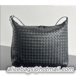 Best Quality Bottega Veneta Men's Traveler Hobo Bag in Intrecciato Grained Leather 806974 Black 2026