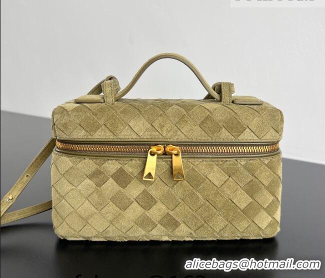Inexpensive Bottega Veneta Bang Bang Vanity Case in Intrecciato Suede 789109 Oil Brown 2026