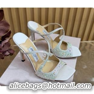 Good Product Jimmy Choo Anise 95 Mule Sandals with Crystals J091231 White 2026