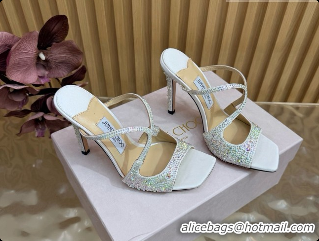Good Product Jimmy Choo Anise 95 Mule Sandals with Crystals J091231 White 2026