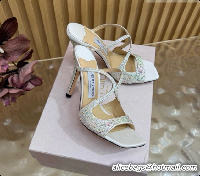 Good Product Jimmy Choo Anise 95 Mule Sandals with Crystals J091231 White 2026