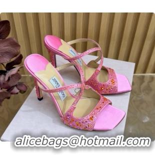 Top Quality Jimmy Choo Anise 95 Mule Sandals with Crystals J091232 Pink 2026