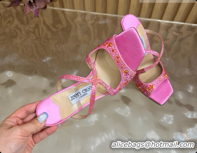 Top Quality Jimmy Choo Anise 95 Mule Sandals with Crystals J091232 Pink 2026