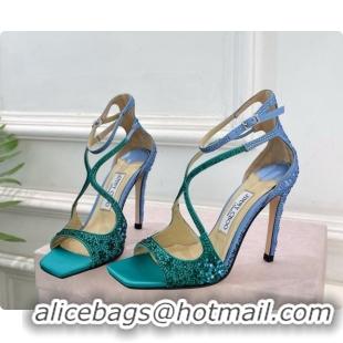 Super Quality Jimmy Choo Azia 95 Sandals with Crystals J091233 Blue/Green 2026