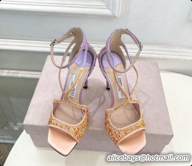 New Style Jimmy Choo Azia 95 Sandals with Crystals J091234 Purple/Beige 2026