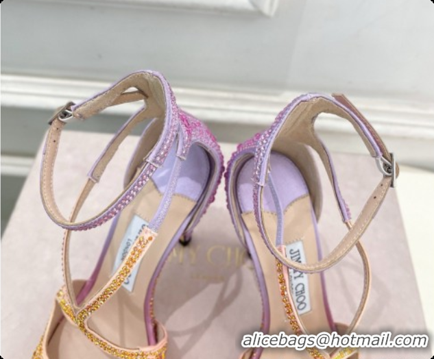 New Style Jimmy Choo Azia 95 Sandals with Crystals J091234 Purple/Beige 2026
