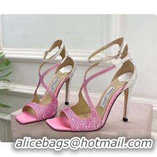 Affordable Price Jimmy Choo Azia 95 Sandals with Crystals J091235 White/Pink 2026