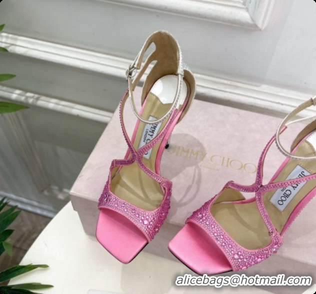 Affordable Price Jimmy Choo Azia 95 Sandals with Crystals J091235 White/Pink 2026