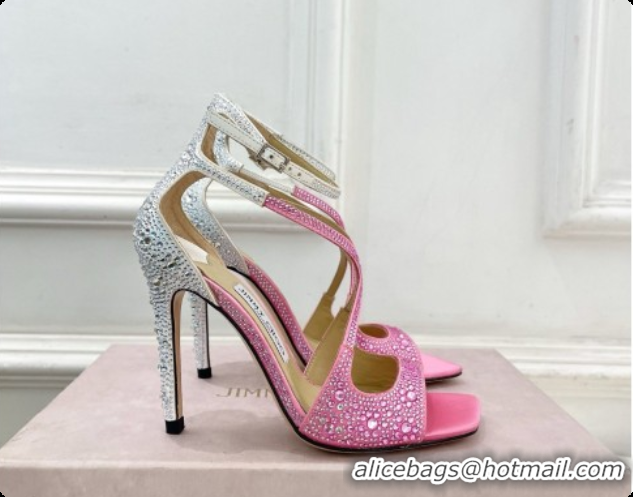 Affordable Price Jimmy Choo Azia 95 Sandals with Crystals J091235 White/Pink 2026