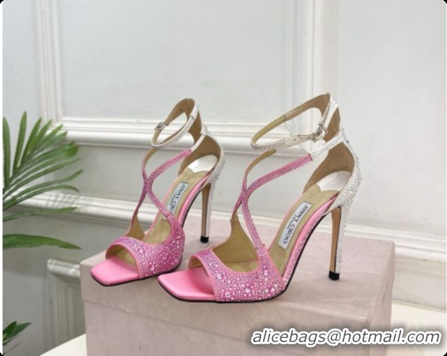 Affordable Price Jimmy Choo Azia 95 Sandals with Crystals J091235 White/Pink 2026