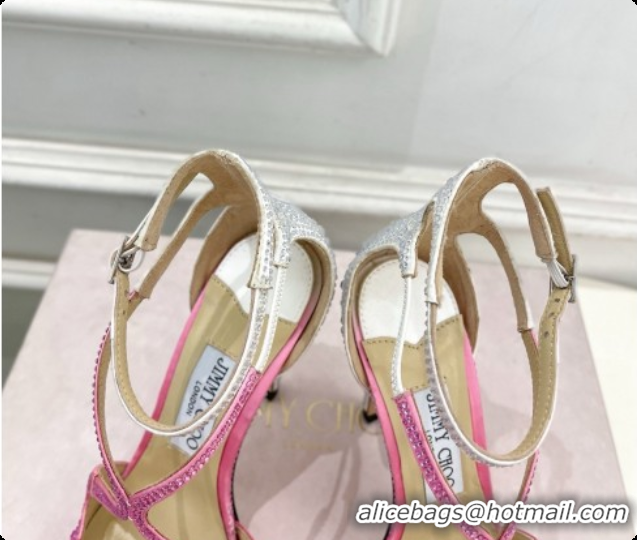 Affordable Price Jimmy Choo Azia 95 Sandals with Crystals J091235 White/Pink 2026