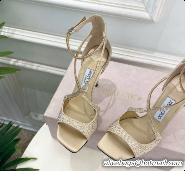 Grade Jimmy Choo Azia 95 Sandals with Crystals J091236 Beige 2026