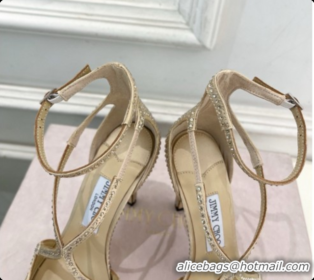 Grade Jimmy Choo Azia 95 Sandals with Crystals J091236 Beige 2026