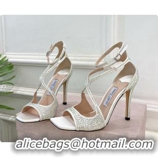 Original Cheap Jimmy Choo Azia 95 Sandals with Crystals J091237 White 2026