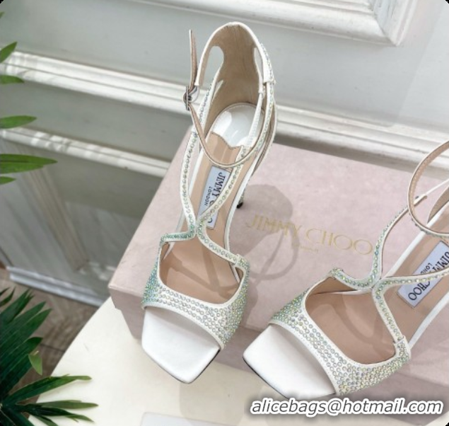 Original Cheap Jimmy Choo Azia 95 Sandals with Crystals J091237 White 2026