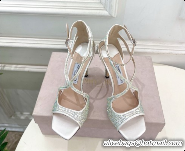 Original Cheap Jimmy Choo Azia 95 Sandals with Crystals J091237 White 2026