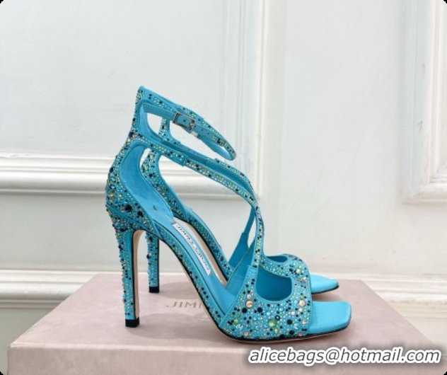 Best Price Jimmy Choo Azia 95 Sandals with Crystals J091238 Blue 2026